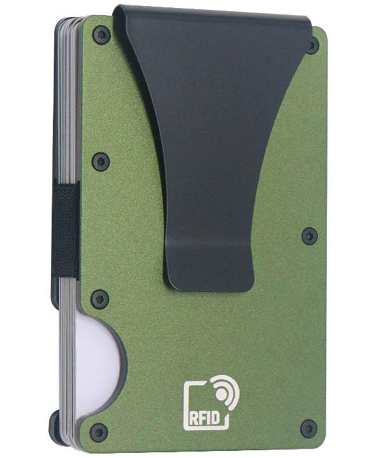 Minimalist Wallet for Men, RFID Blocking Card Holder & Metal Money Clip, Men’s Slim Wallet, Scratch Resistant, Easily Removable (Army Green)